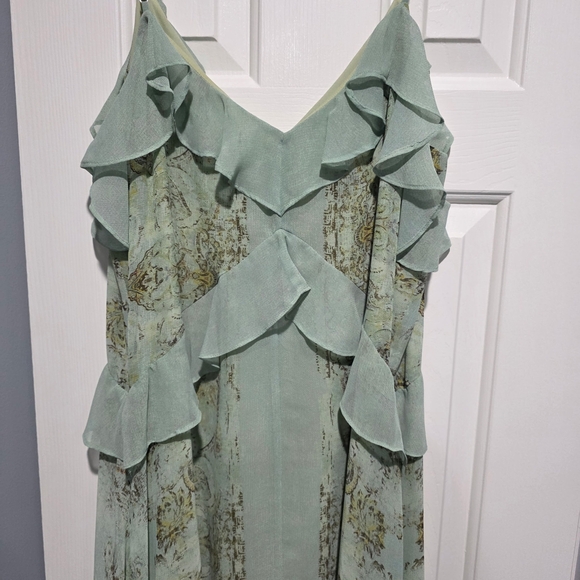 BCBGMaxAzria Mint Green Ruffle Slip Dress - Picture 4 of 7